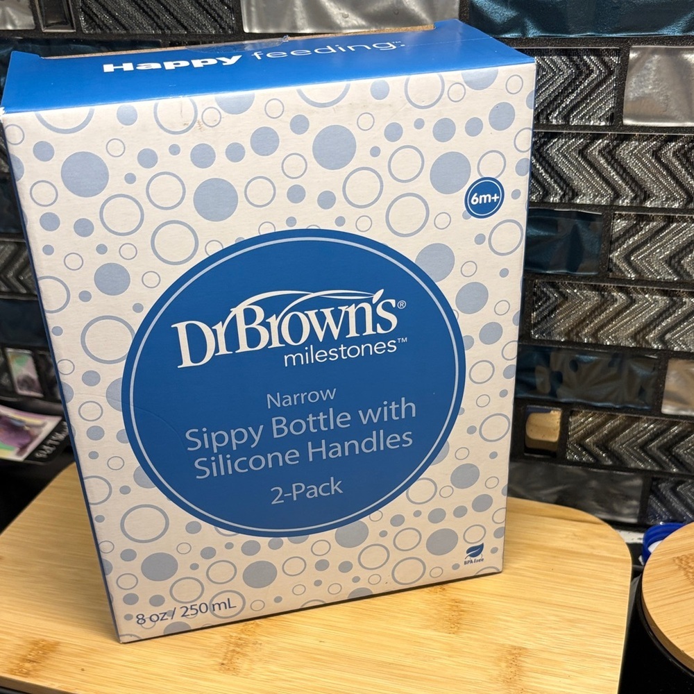 Dr. Brown's Narrow Sippy Bottle with Silicone Handles - Blue (2-Pack)
